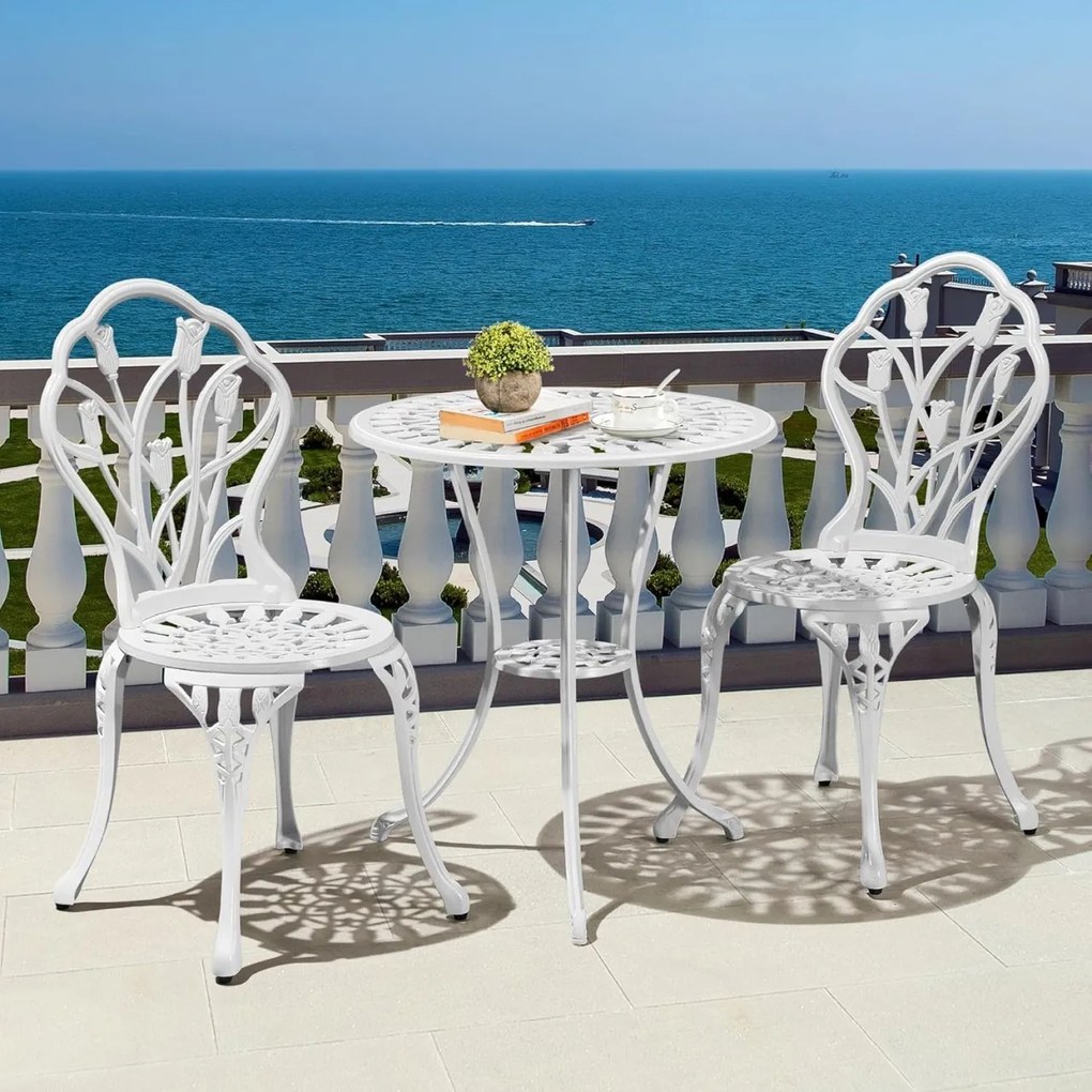 SEGA201 - Set Masa si scaune gradina, terasa, balcon, bistro - Alb