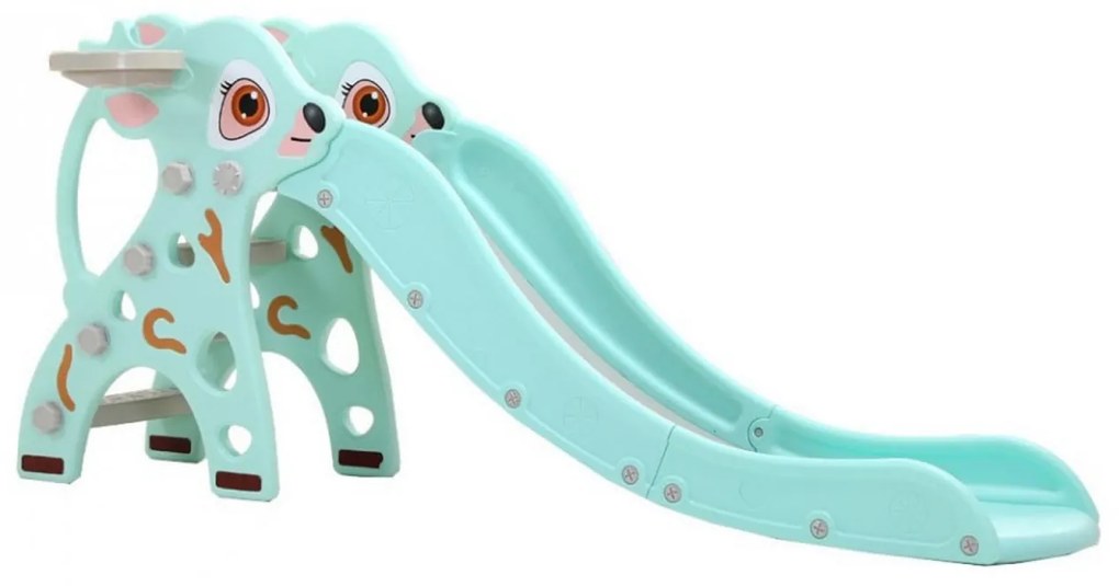 Tobogan Pentru Copii NOVOKIDS™ Tiana Deer , Pentru Interior si Exterior, 160 centimetri panta alunecare, Maxim 20 Kg, Cos de baschet inclus , Model
