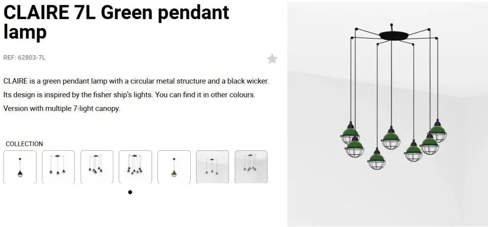 Lustra cu 7 Pendule design industrial Claire verde