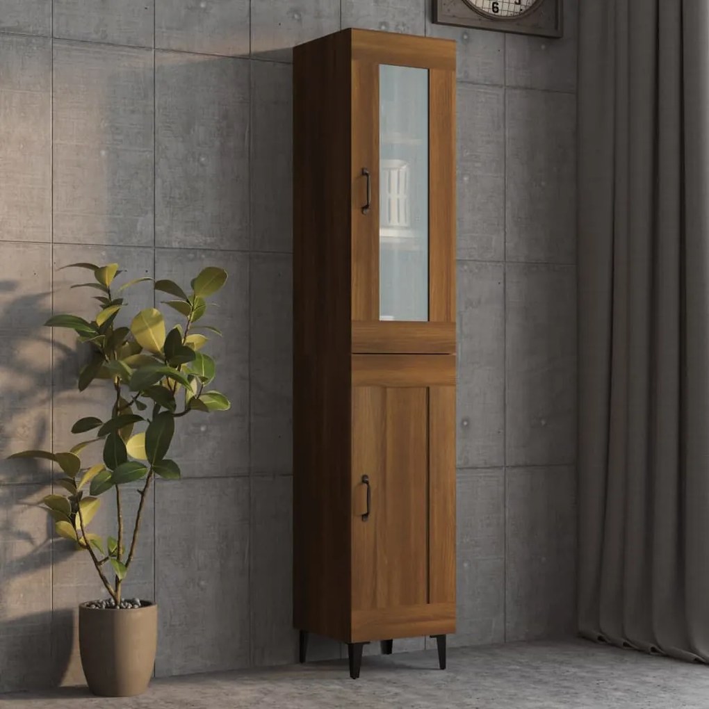 3115435 vidaXL Dulap înalt, stejar maro, 34,5x34x180 cm, lemn prelucrat