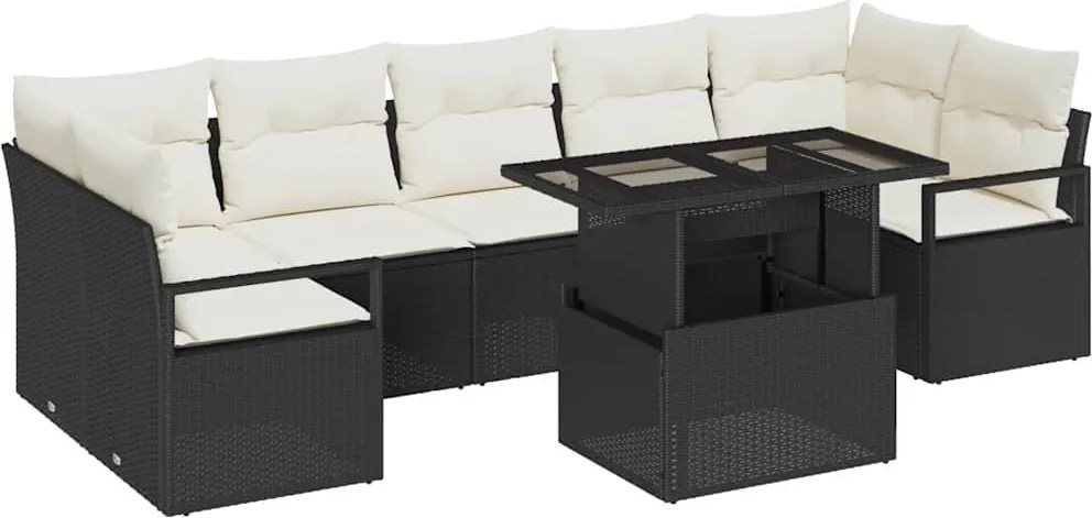 vidaXL Set de canapele pentru grădină 8 pcs Negru Rattan poli