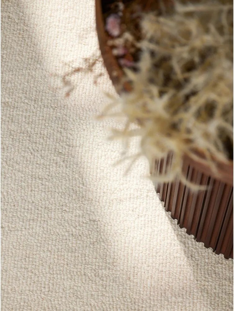 Covor crem țesut manual rotund din lână ø 200 cm Puristic Knots – Elle Decoration
