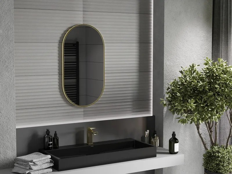 Mexen Loft oglindă ovală de baie 80 x 45 cm, cadru auriu - 9851-080-045-000-50