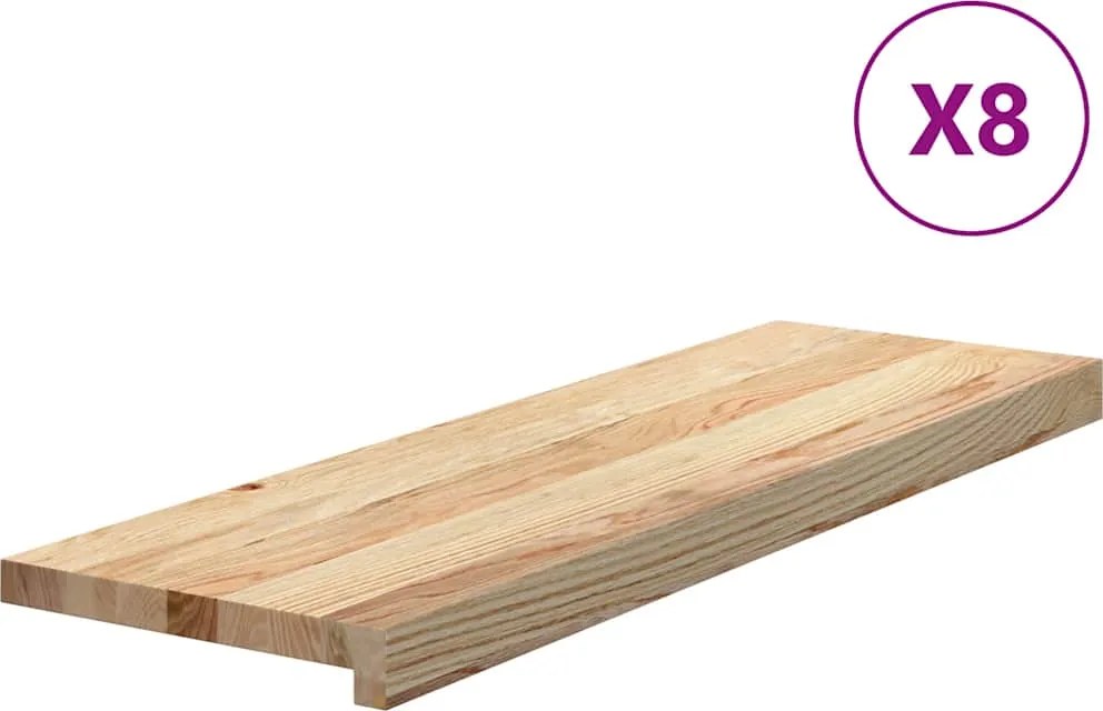 vidaXL Trepte scari 8 buc Stejar masiv netratat 80x25x2 cm