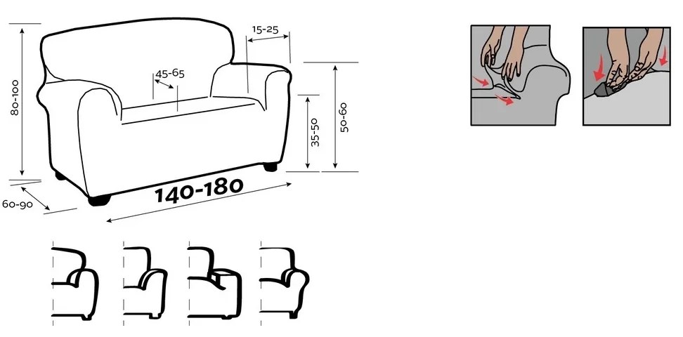 Husă extensibilă pentru canapea ESTIVELLA bej ,140-180 cm, bej, 140 - 180 cm