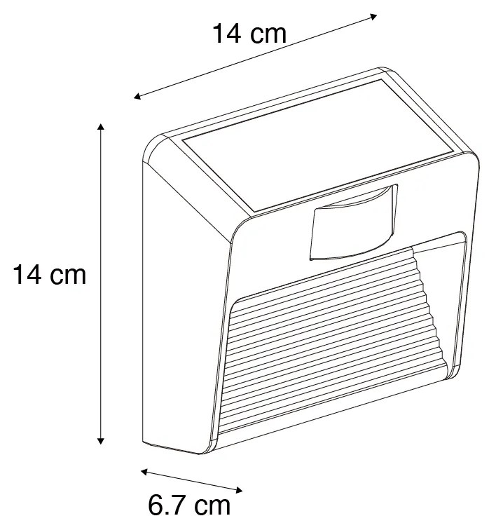 Lampă de perete neagră incl. LED IP54 cu senzor de mișcare solar - Border
