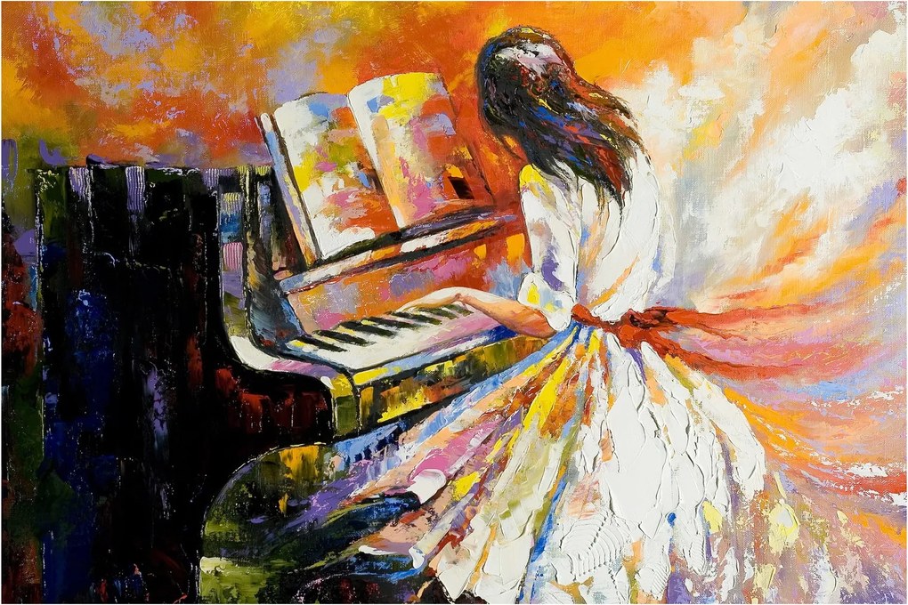 Tablou - Femeia cântând la pian (90x60 cm)