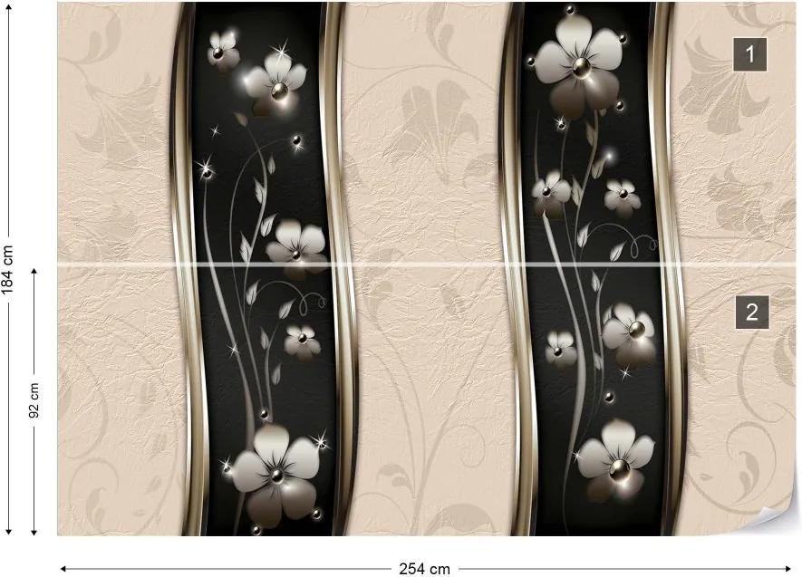 GLIX Fototapet - Ornamental Floral Design Beige Vliesová tapeta  - 254x184 cm