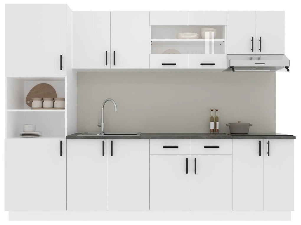 Set Bucatarie Karo V23, Alb, Blat Thermo 28 mm, L 280 cm