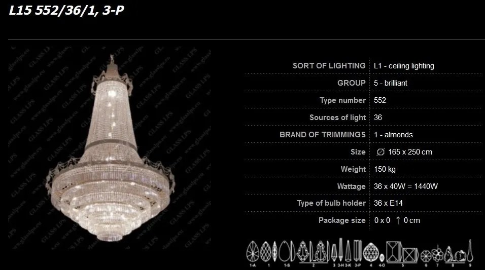 Lustra Imperial cristal Bohemia diametru 165cm L15 552/36/1, 3-P