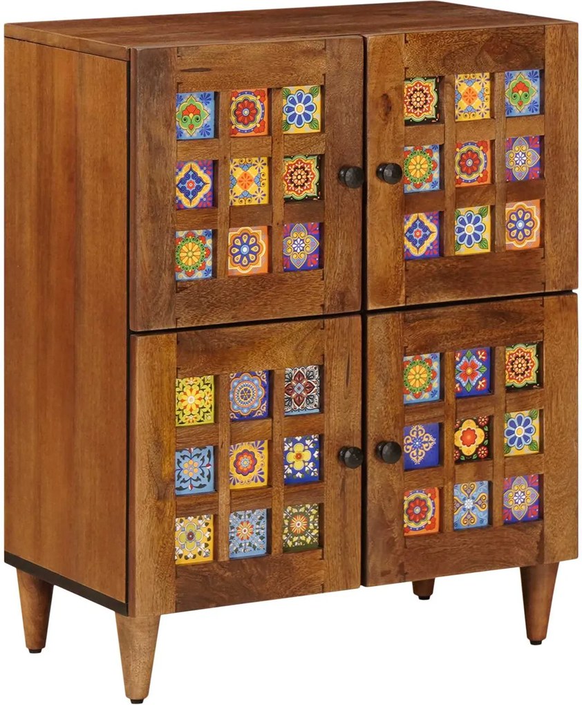 vidaXL Bufet cu depozitare castan 60 x 33 x 75 cm Lemn de mango solid