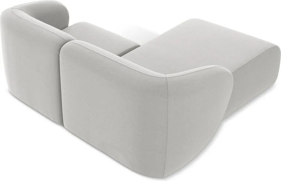 Colțar gri deschis cu tapițerie din catifea (cu colț pe partea stângă/cu șezlong) Lani – Makamii