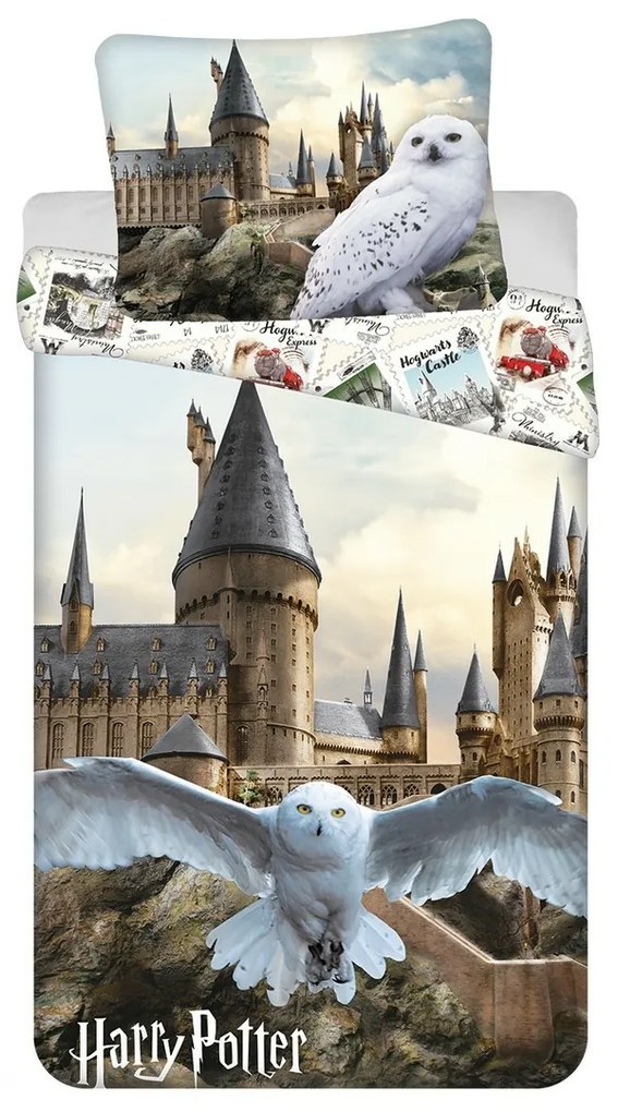 Jerry Fabrics Lenjerie de pat din bumbac Harry Potter Hedwig 02, 140 x 200 cm, 70 x 90 cm