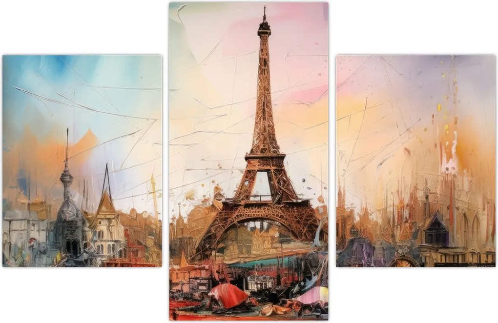 Tablou - Pictură a Turnului Eiffel (90x60 cm)