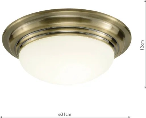 Där Lighting BAR5275 - Plafonieră pentru baie BARCLAY 1xE27/60W/230V, Ø 31 cm, alamă
