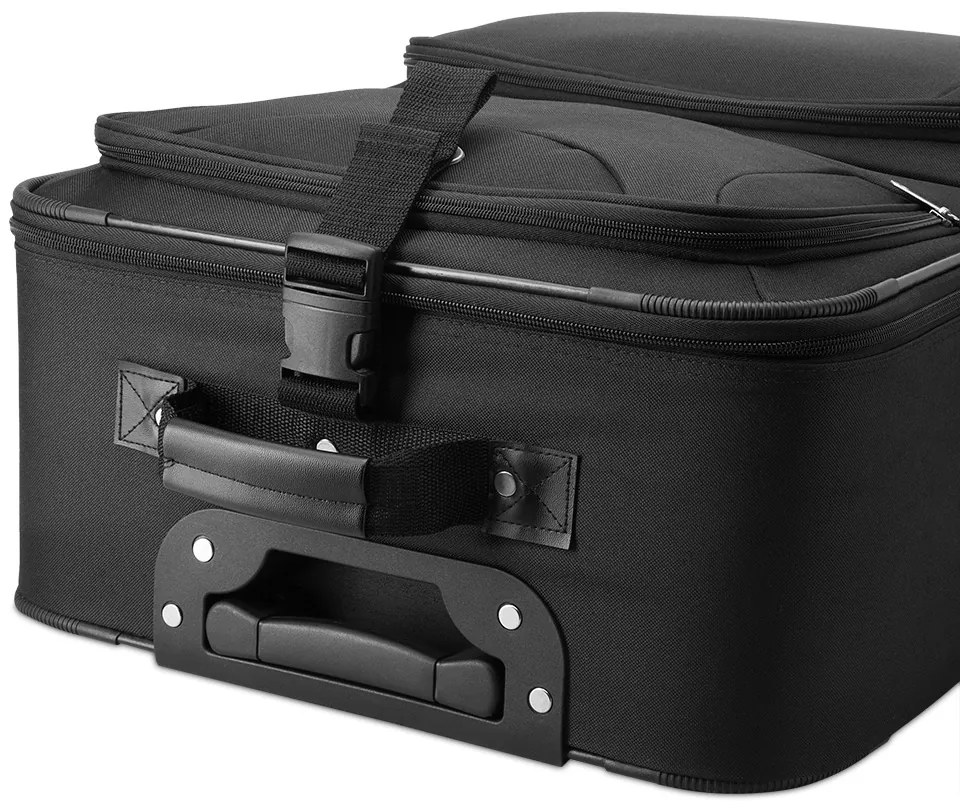 Deuba Set valize de călătorie pe roți, negre, 4 părți (60l, 34l, 16l, 3l)
