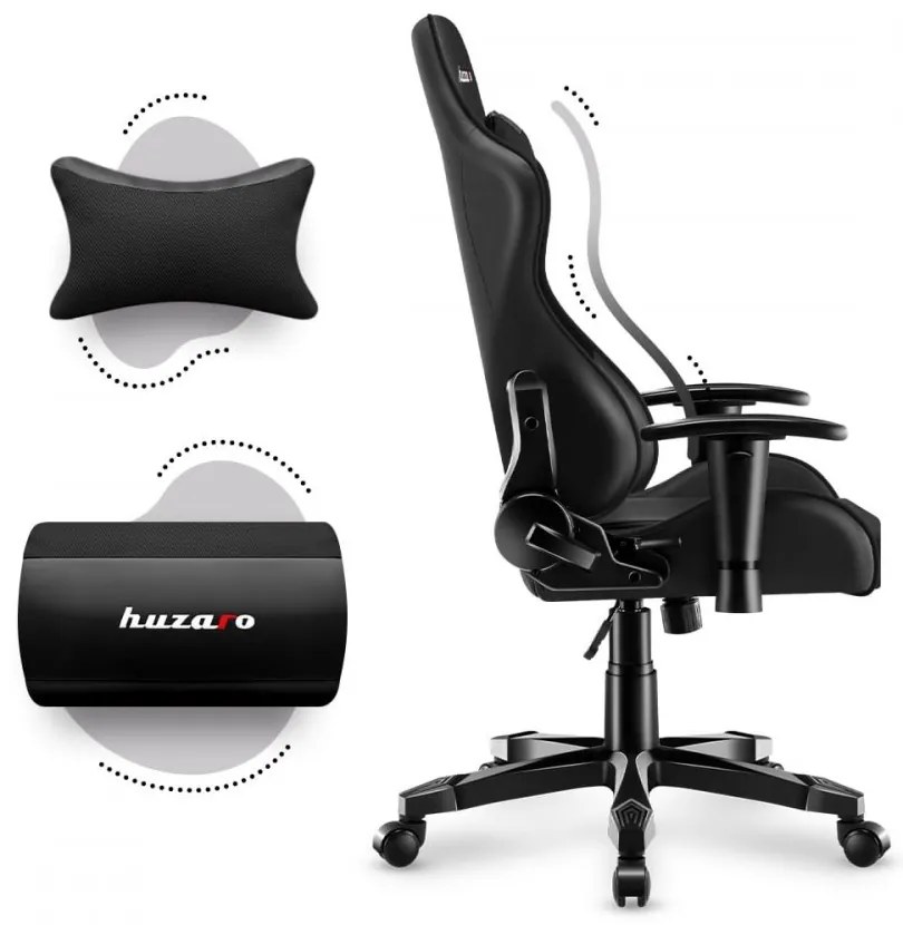 Scaun de gaming ergonomic negru pentru adolescenți