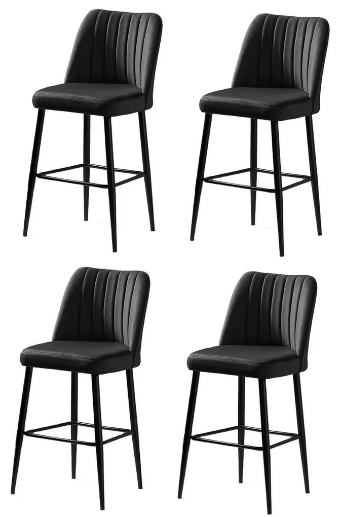 Set de scaune de bar Vento Black and Black, 4 buc., 4 buc