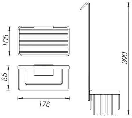 Raft de perete de duș NIMCO Ki 14015H-26 KIBO crom lucios