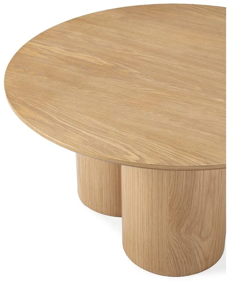 Măsuță de cafea în culoare naturală rotundă cu aspect de lemn de stejar ø 80 cm Lua – MOME