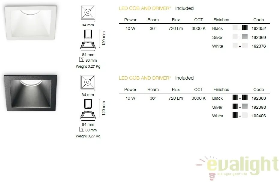 Spot LED incastrabil design modern GAME FI1 SQUARE alb / alb 192376