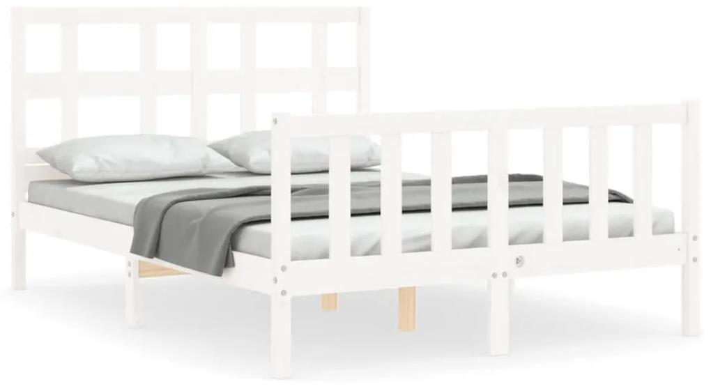 3192982 vidaXL Cadru de pat cu tăblie dublu mic, lemn masiv