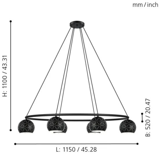 Eglo 98456 - Lustră pe cablu CANTALLOPS 6xE14/40W/230V