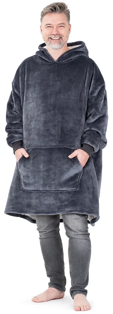 Hanorac din micropluș cu imitație blăniță 4Home Antracit, uni L - pentru bărbați