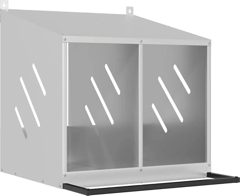 vidaXL Cutie pentru pui cu 2 compartimente, metal argintiu galvanizat