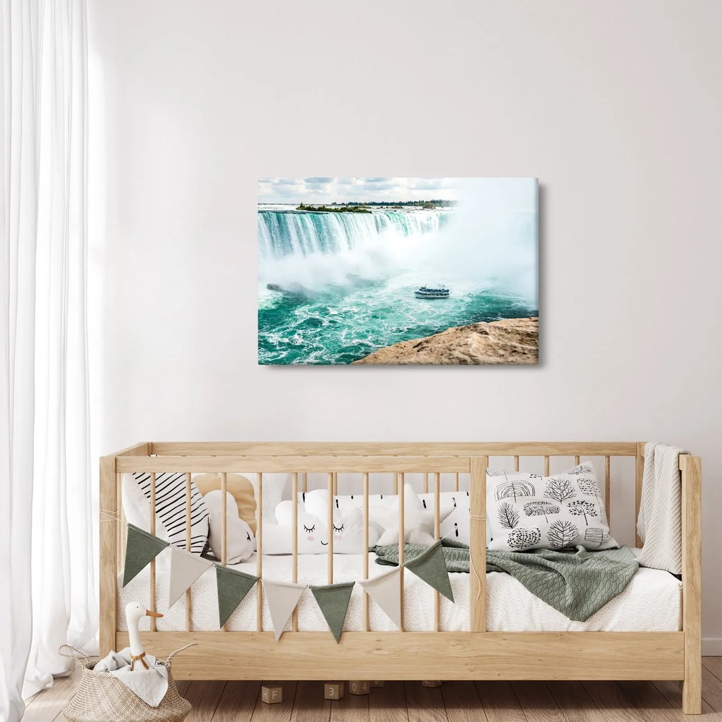 Tablou cu cascadele și corabie (90x60 cm)