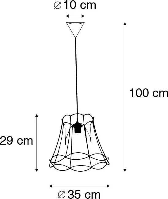 Lampă suspendată retro neagră 35 cm - Granny Frame
