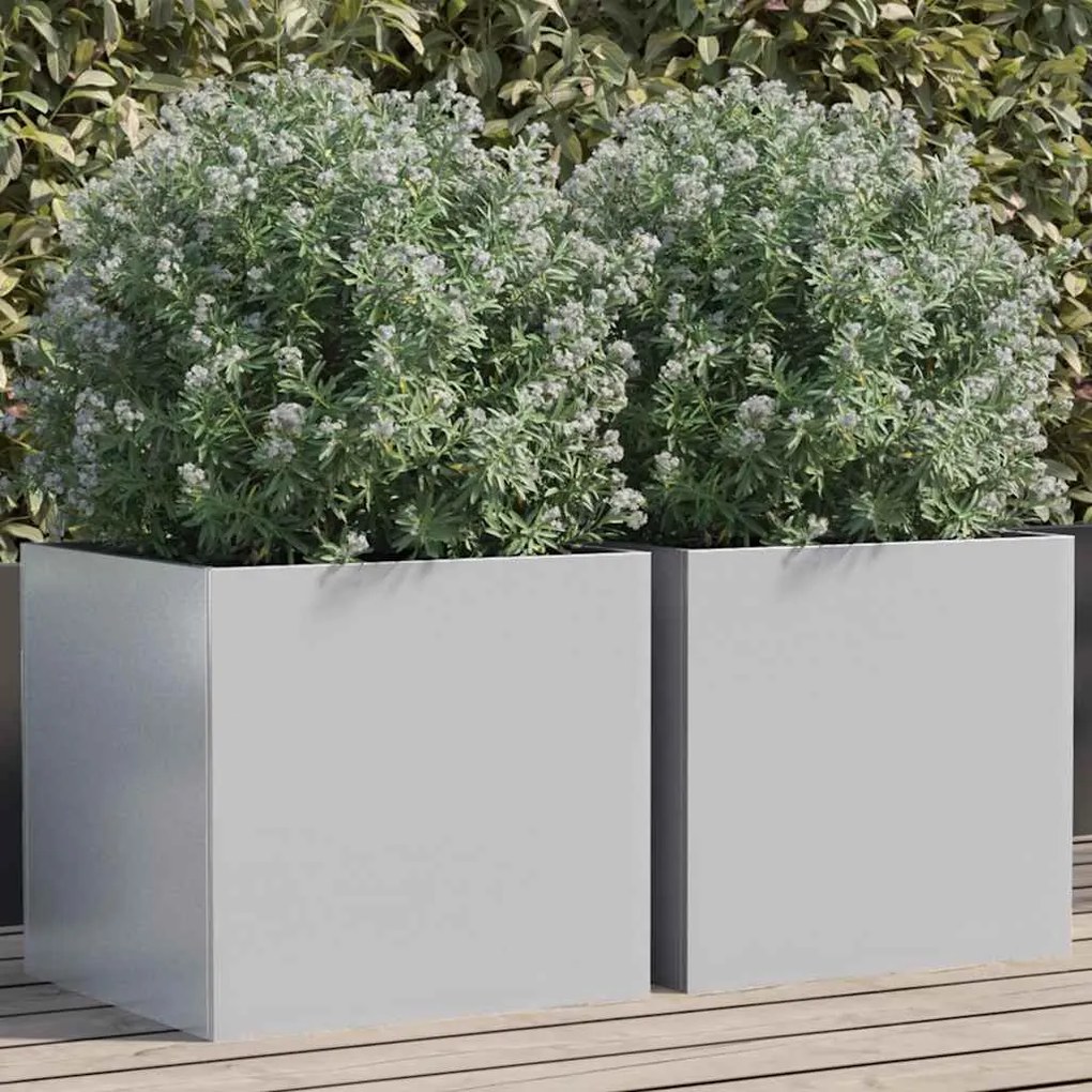 vidaXL Jardiniere, 2 buc., argintiu, 42x40x39 cm, oțel galvanizat