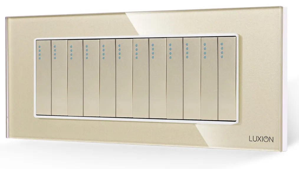 Intrerupator Mecanic 12 Posturi LUXION cu Rama din Sticla, Standard Italian, 6M