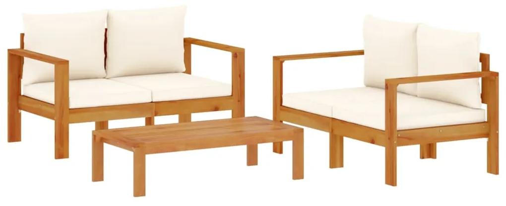 3214839 vidaXL Set de canapele de grădină cu perne, 3 piese, lemn masiv acacia