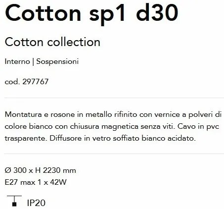 Lustra/Pendul stil minimalist Cotton sp1 d30