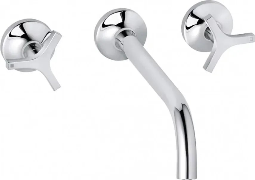 Baterie lavoar incastrata Kludi Nova Fonte Deco crom lucios cu corp ingropat si pipa 24 cm