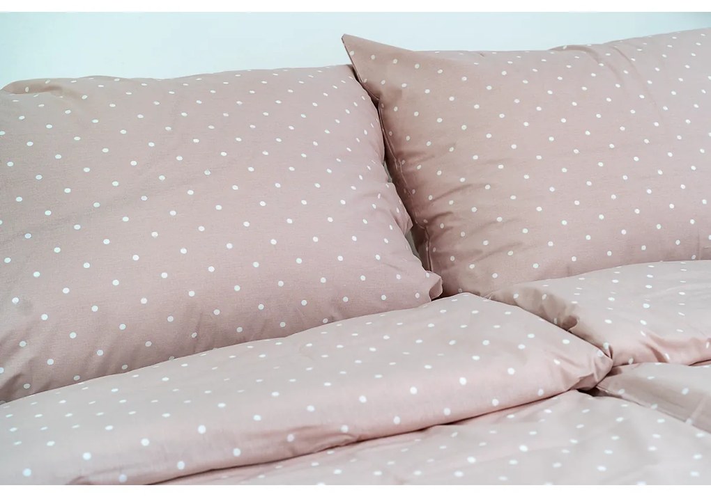 Stanex Lenjerie de pat din bumbac cu buline roz, 140 x 200 cm, 70 x 90 cm