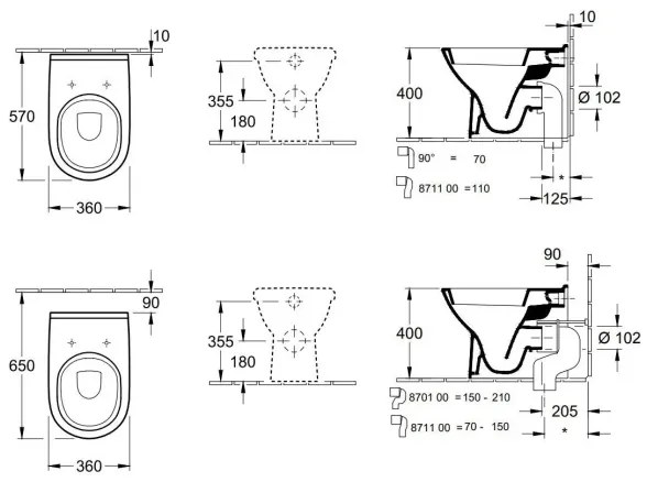 Villeroy & Boch 56571001 - WC pe pardoseală O.NOVO, ceramică/albă