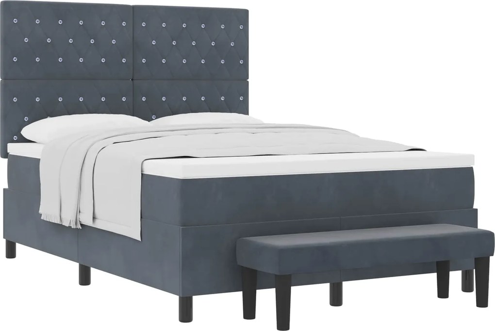 vidaXL Pat cu arcuri cu saltea Gri închis 160 x 200 cm Catifea