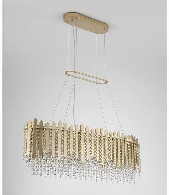 Lustra metal auriu, cristale din sticla Spear 8Lt