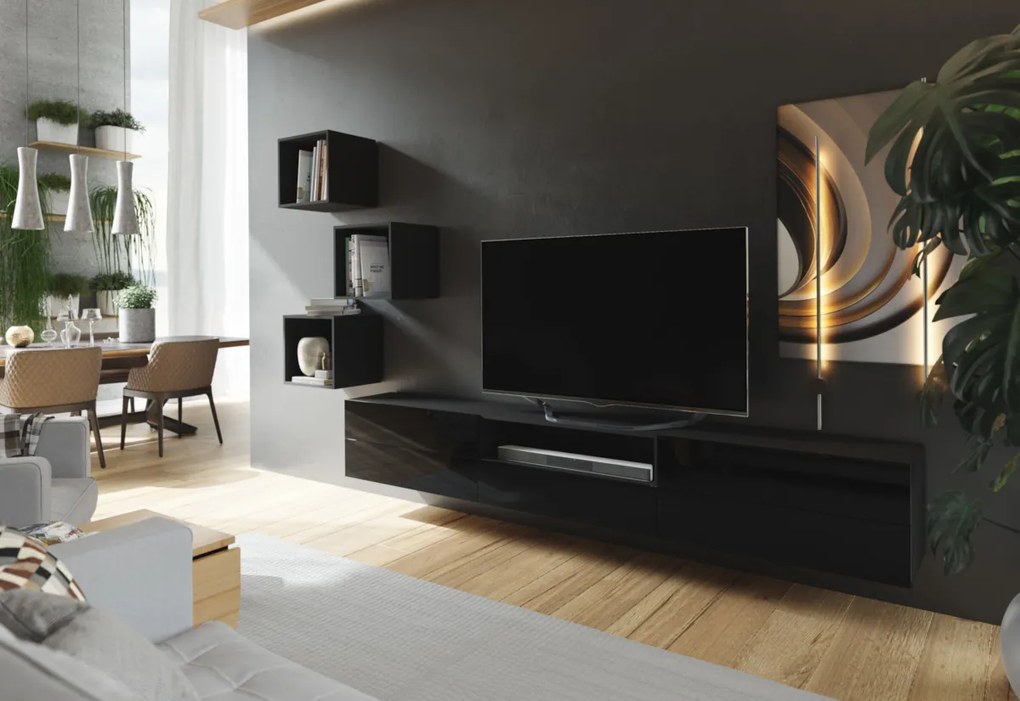 Expedo Set mobilier ELPASO 56, negru/negru luciu