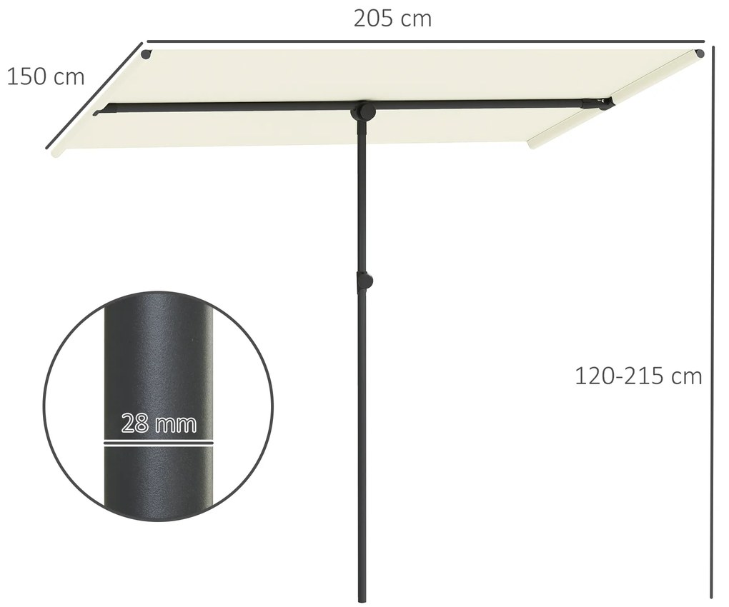 Outsunny Umbrelă de soare 180 de grade rotativă, înălțime reglabilă, umbrelă de grădină cu stâlp de aluminiu 150x205 cm Bej | Aosom Romania