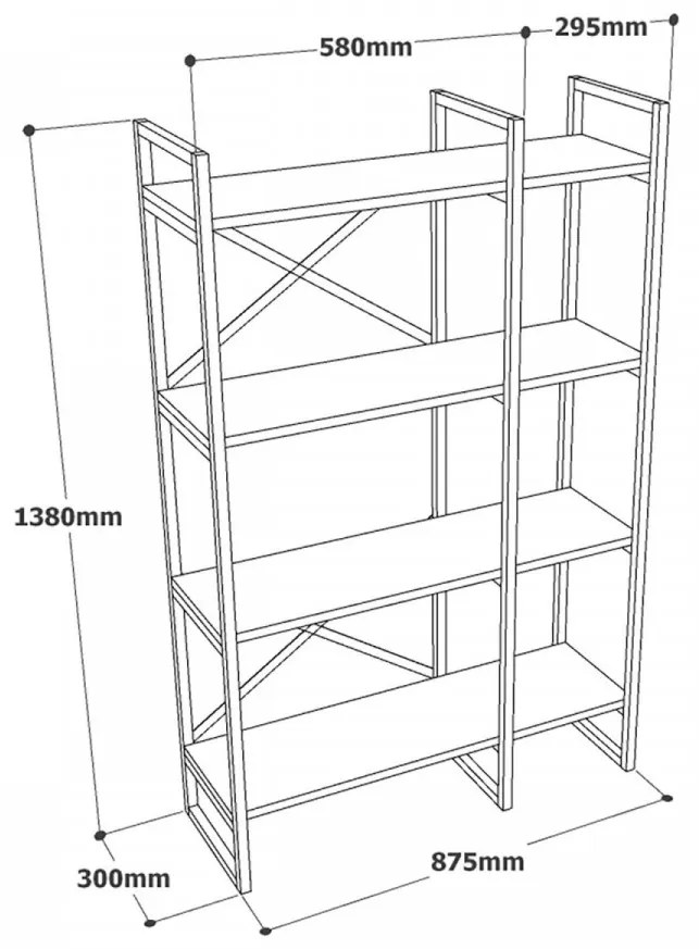 Biblioteca Living VG2 - A, PAL Melaminat, Pin Atlantic / Negru