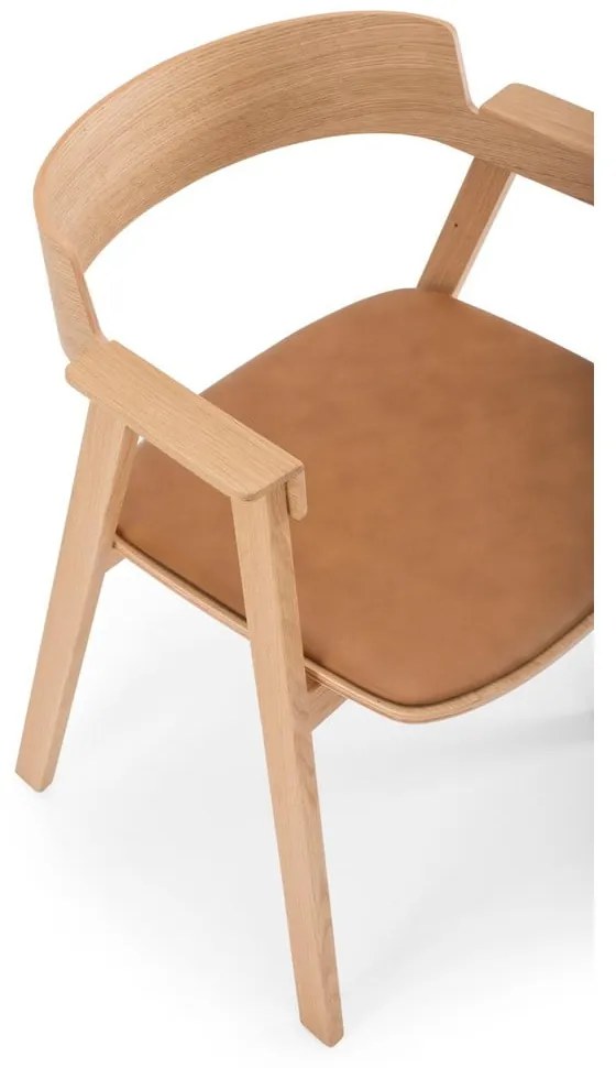 Scaun de dining maro/în culoare naturală cu cotiere din piele Flip – Gazzda