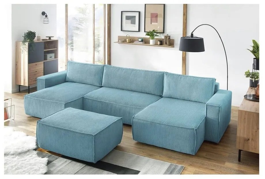 Taburet verde mentă cu tapițerie din catifea reiată Nihad – Bobochic Paris