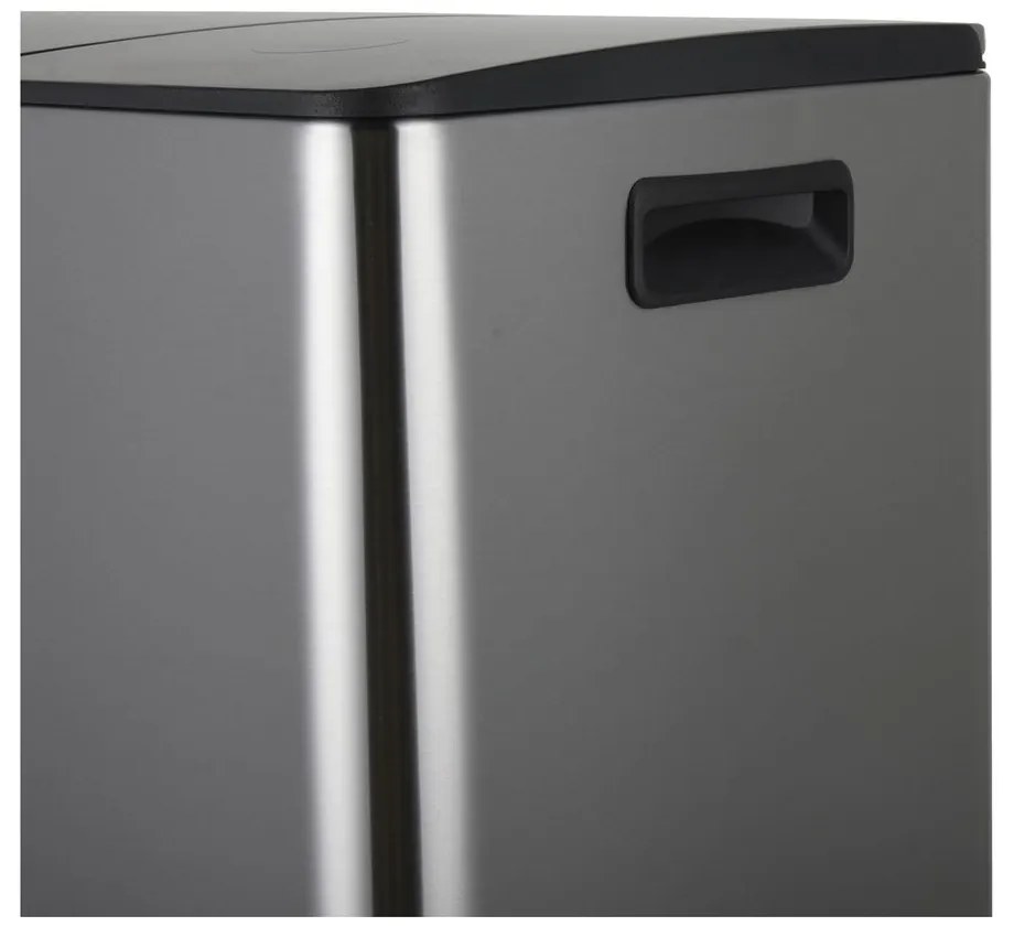 Coș de gunoi argintiu mat pentru reciclare/cu pedală 2x20 l din oțel Aliya – Spirella