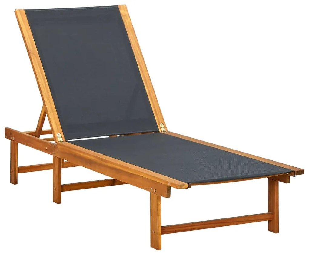 vidaXL Șezlong, lemn masiv de acacia și textilenă