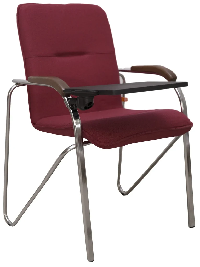 Scaun de conferinta Samba, cu masuta rabatabila, textil ZT-15, bordo