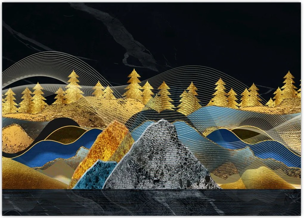 Tablou - Munții aurii (70x50 cm)