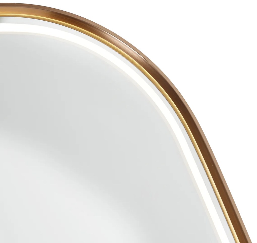 Oglinză de baie aur roz inclusiv LED și dimmer tactil - Geraldien